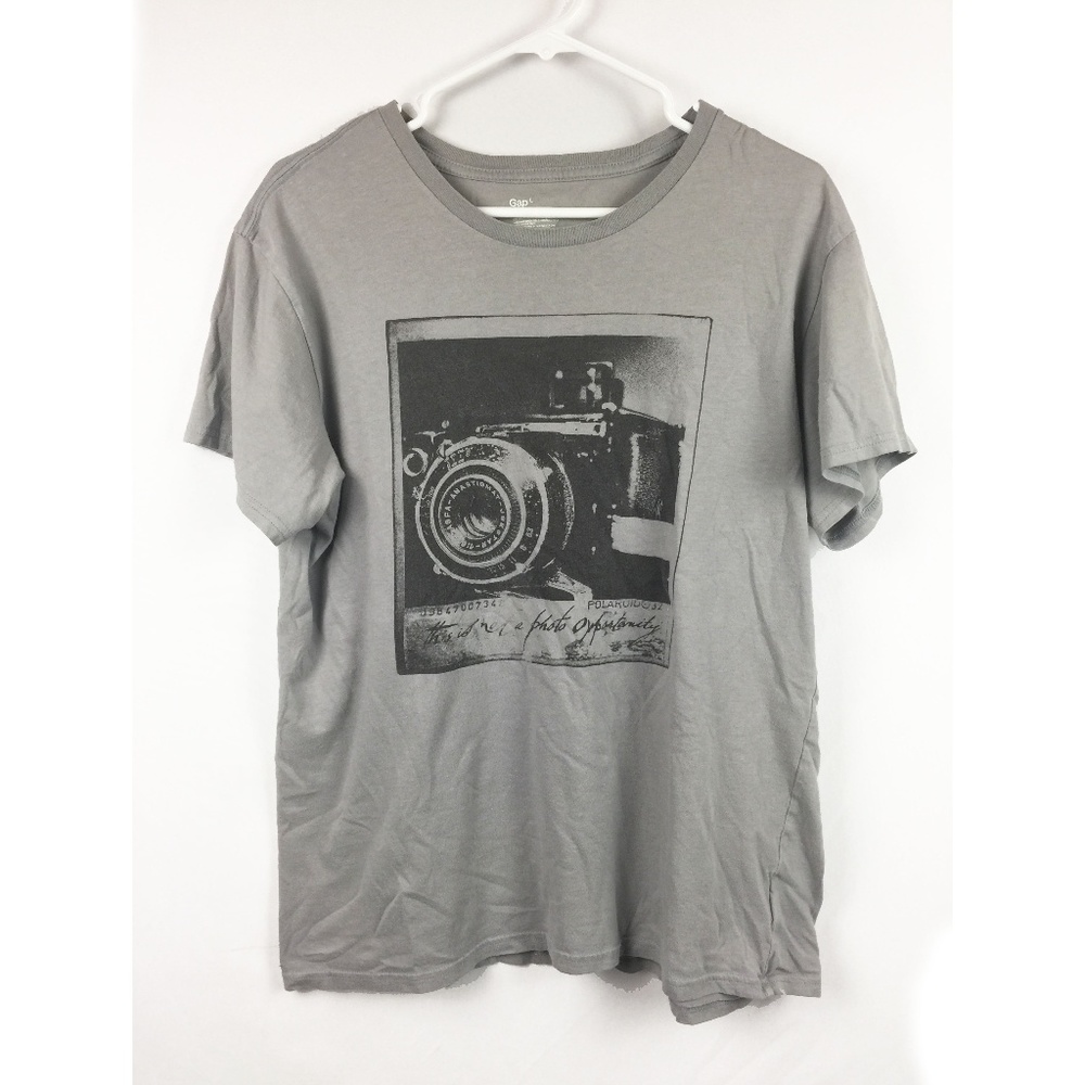 Camera Graphic Tee Purple Gray Large T-shirt